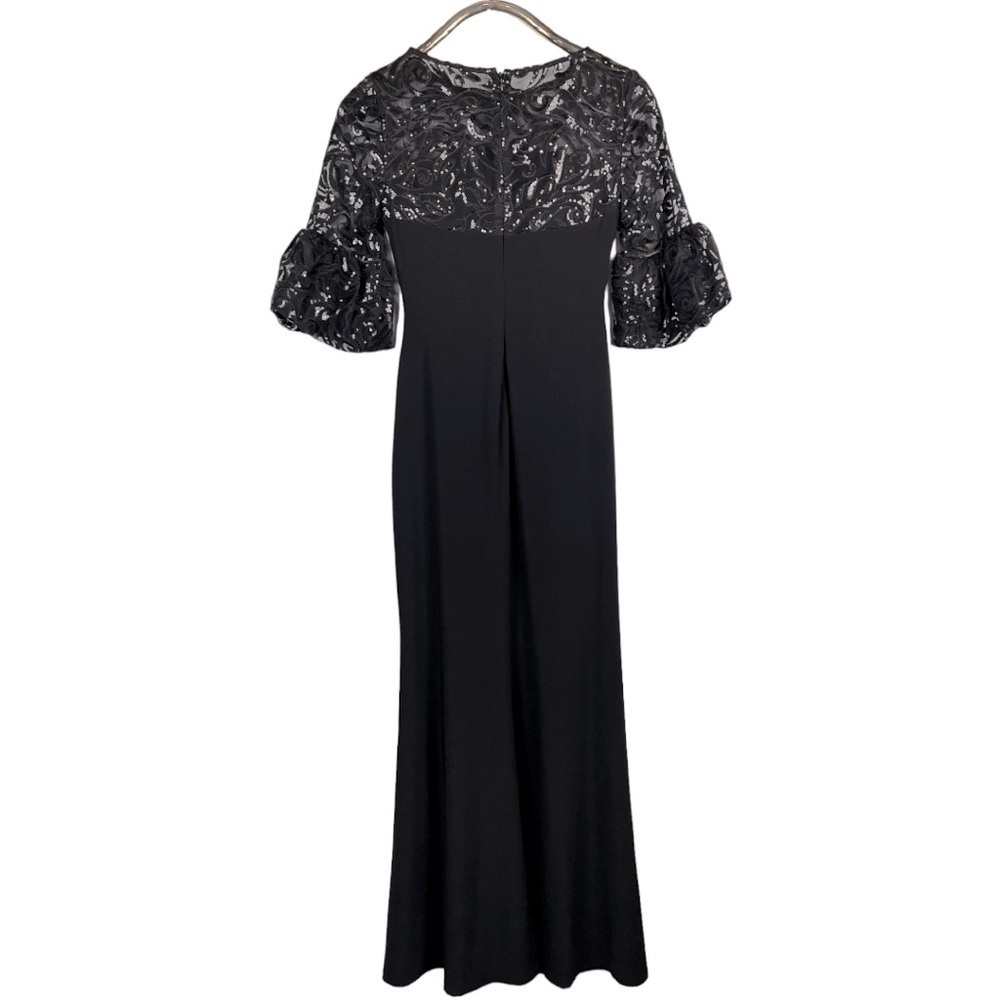 LAUREN RALPH LAUREN DECKER JERSEY SHEER YOKE 1/2 RUFFLE SLEEVE SEQUIN DRESS GOWN - Picture 4 of 14